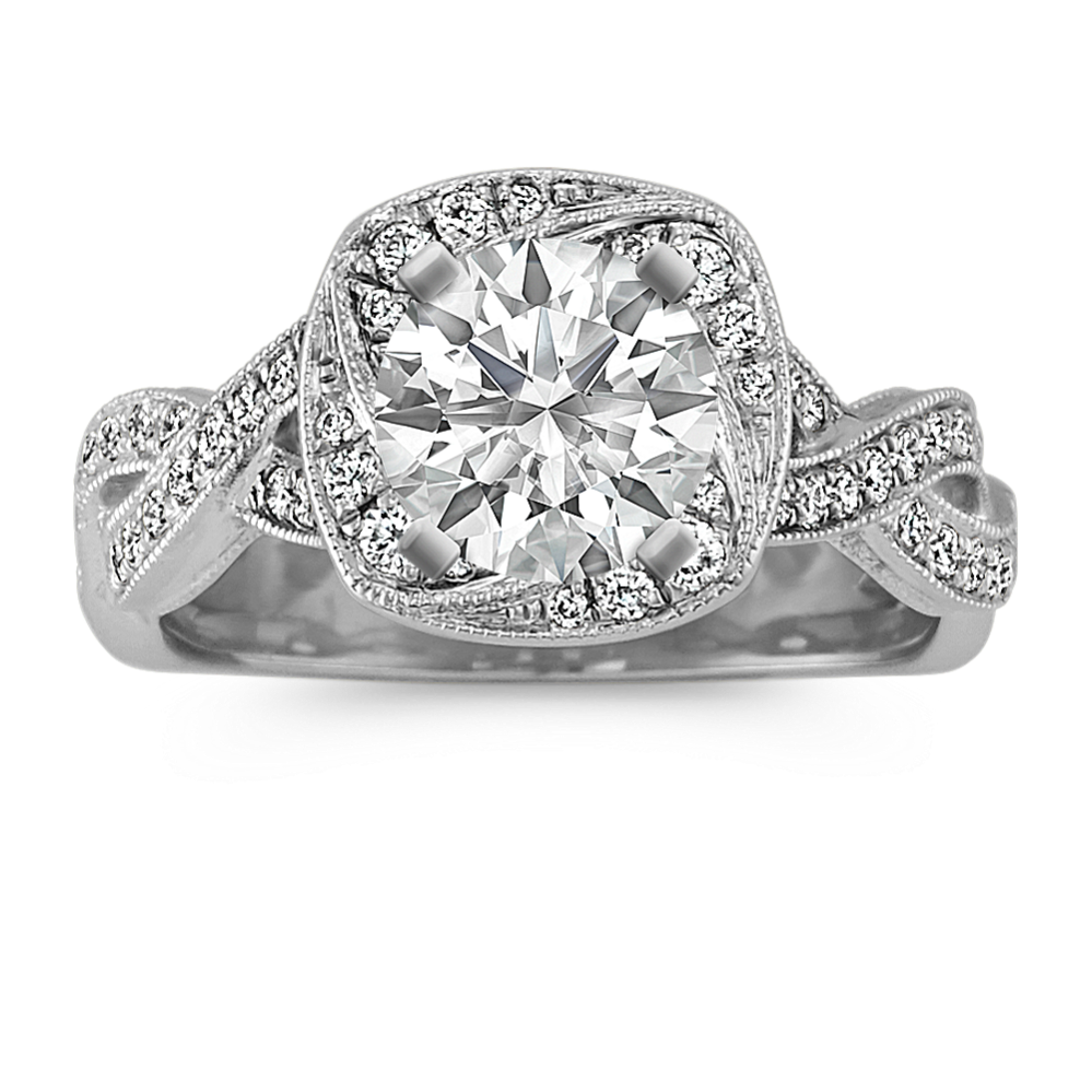 Cushion Halo Vintage Diamond Engagement Ring