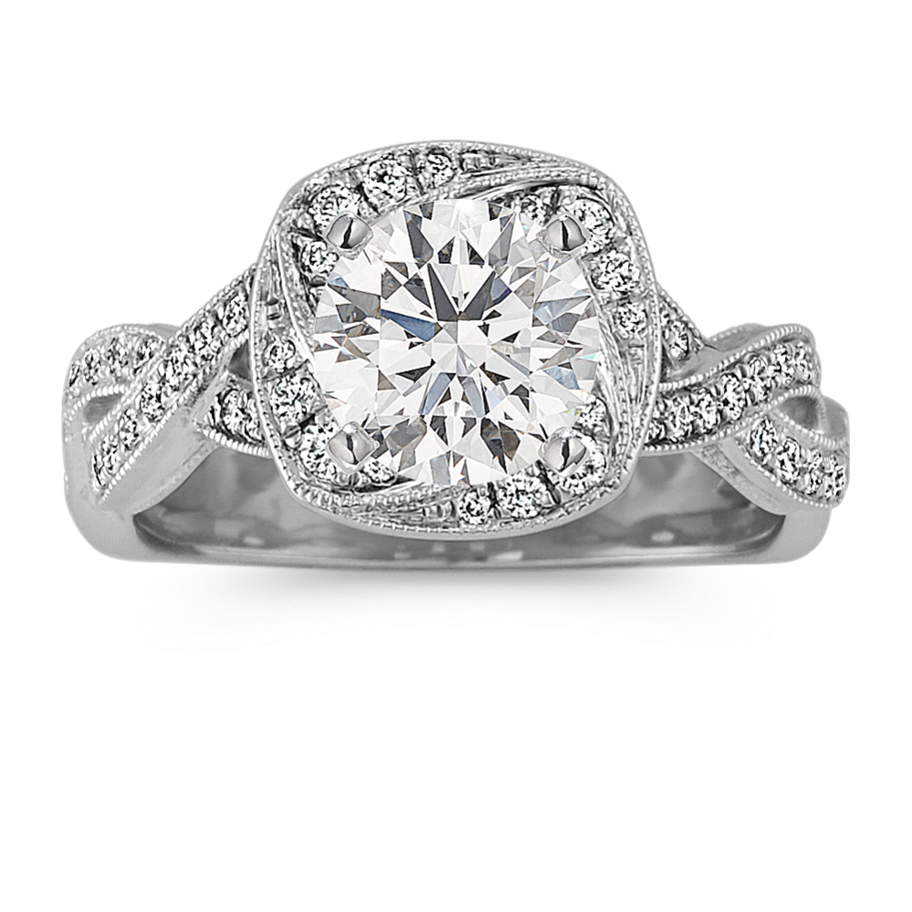 Cushion Halo Vintage Diamond Engagement Ring