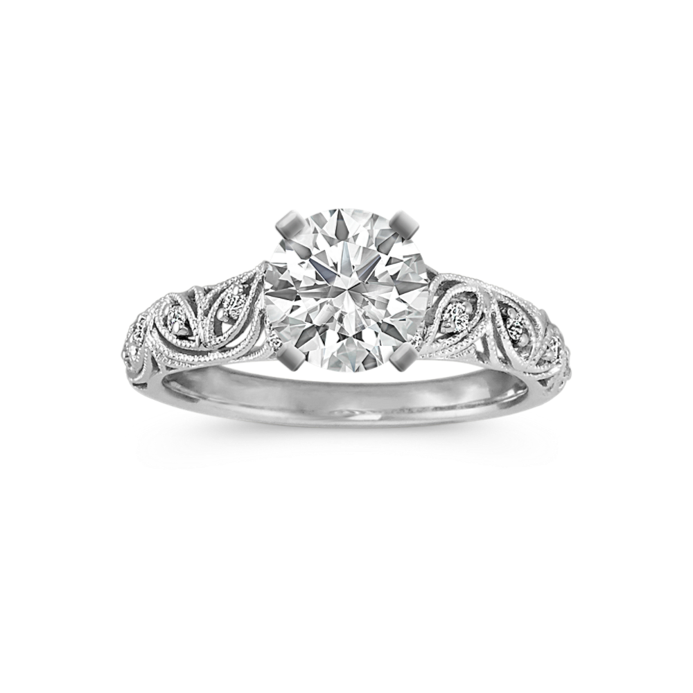 Vintage Platinum Round Natural Diamond Engagement Ring