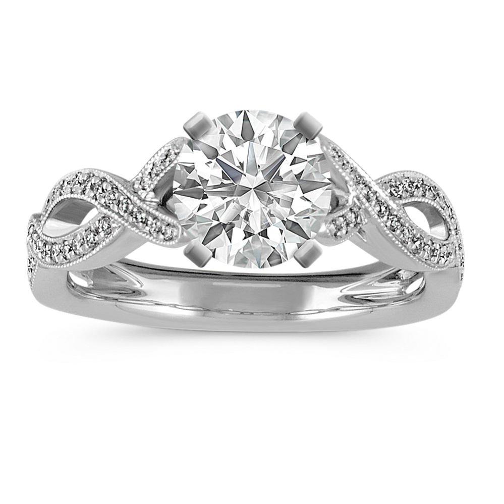 Infinity Cathedral Diamond Engagement Ring with Milgrain Detailing