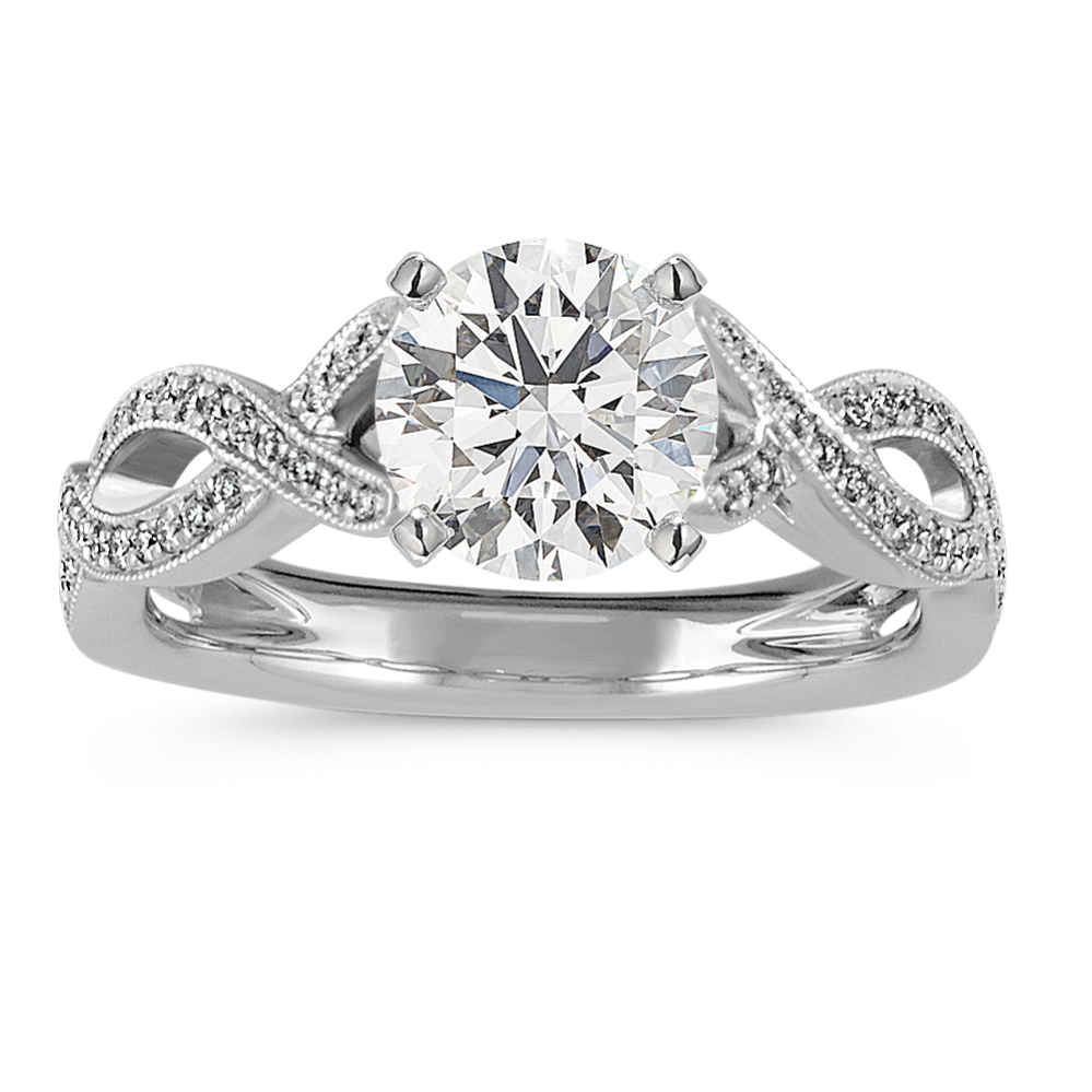 Infinity Cathedral Diamond Engagement Ring with Milgrain Detailing