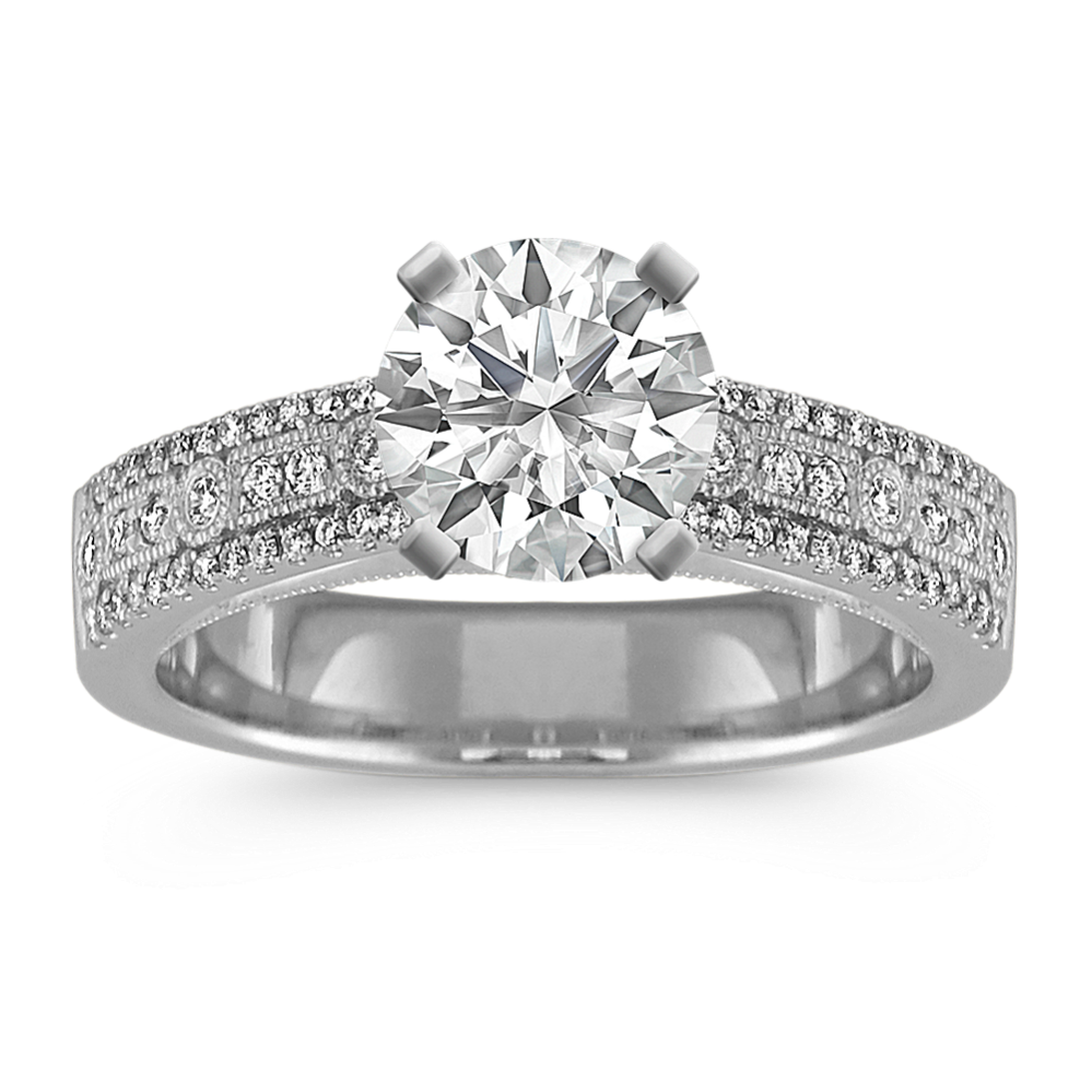 Round Diamond Vintage Engagement Ring in Platinum