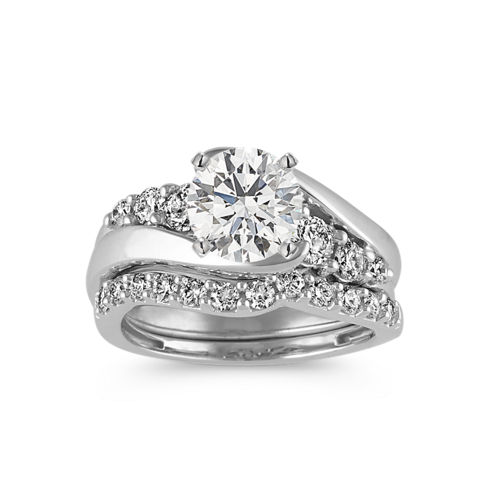 Swirl Diamond Wedding Set in 14k White Gold Shane Co.