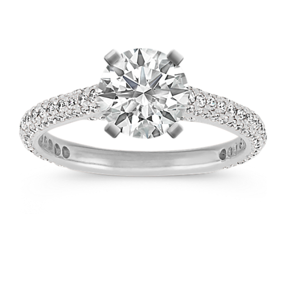 Tango 14k White Gold Pave-Set Round Diamond Cathedral Engagement Ring