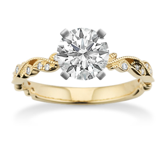 Chantilly Diamond Vintage Engagement Ring in 14k Yellow Gold