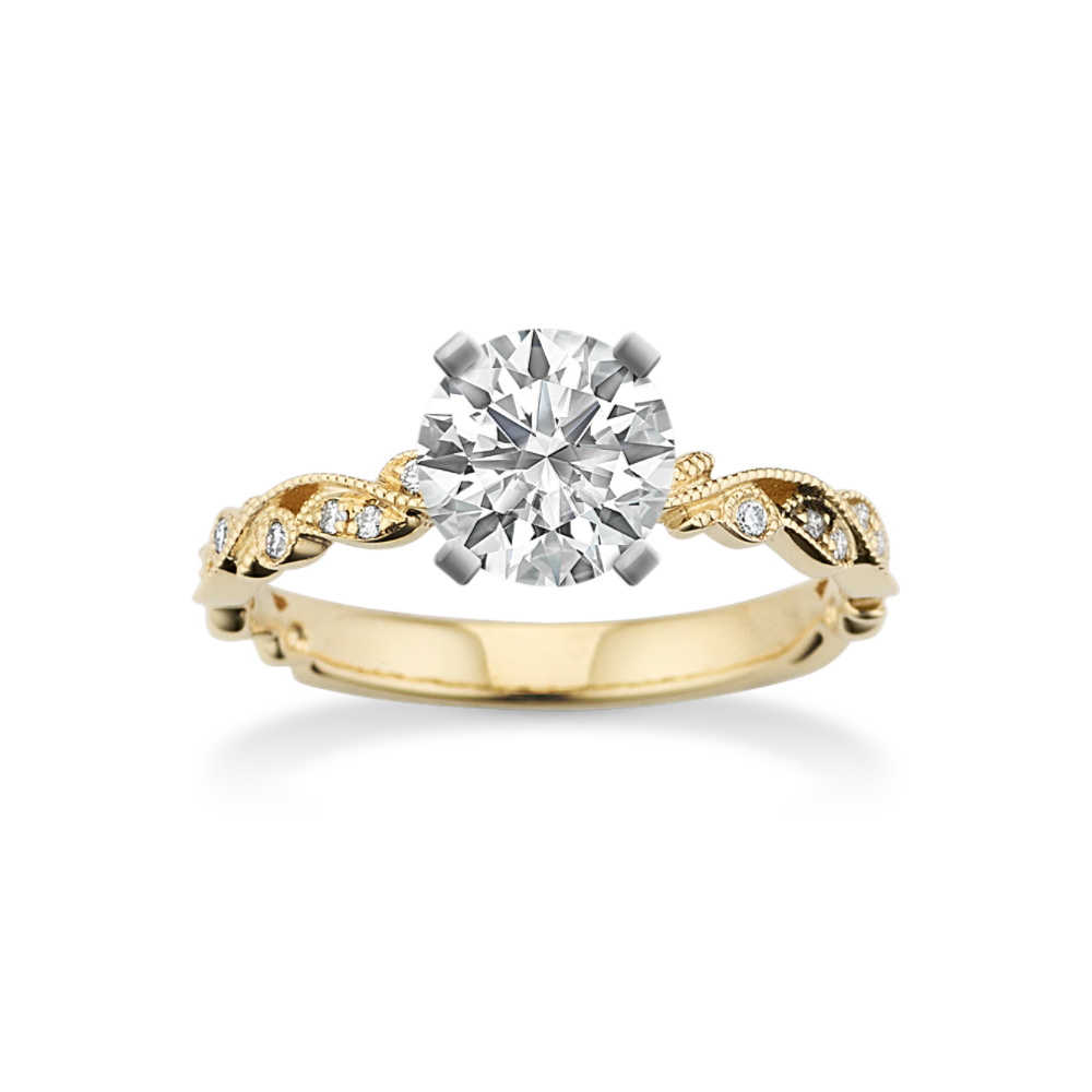 Chantilly Natural Diamond Vintage Engagement Ring in 14k Yellow Gold