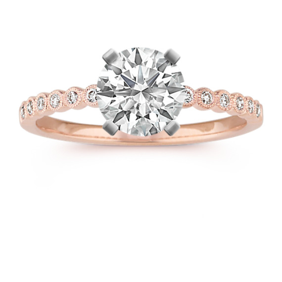 Vintage Round Diamond Engagement Ring in 14k Rose Gold