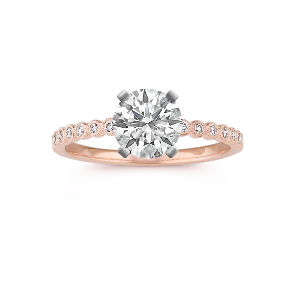 Meander Vintage Natural Diamond Engagement Ring in 14k Rose Gold