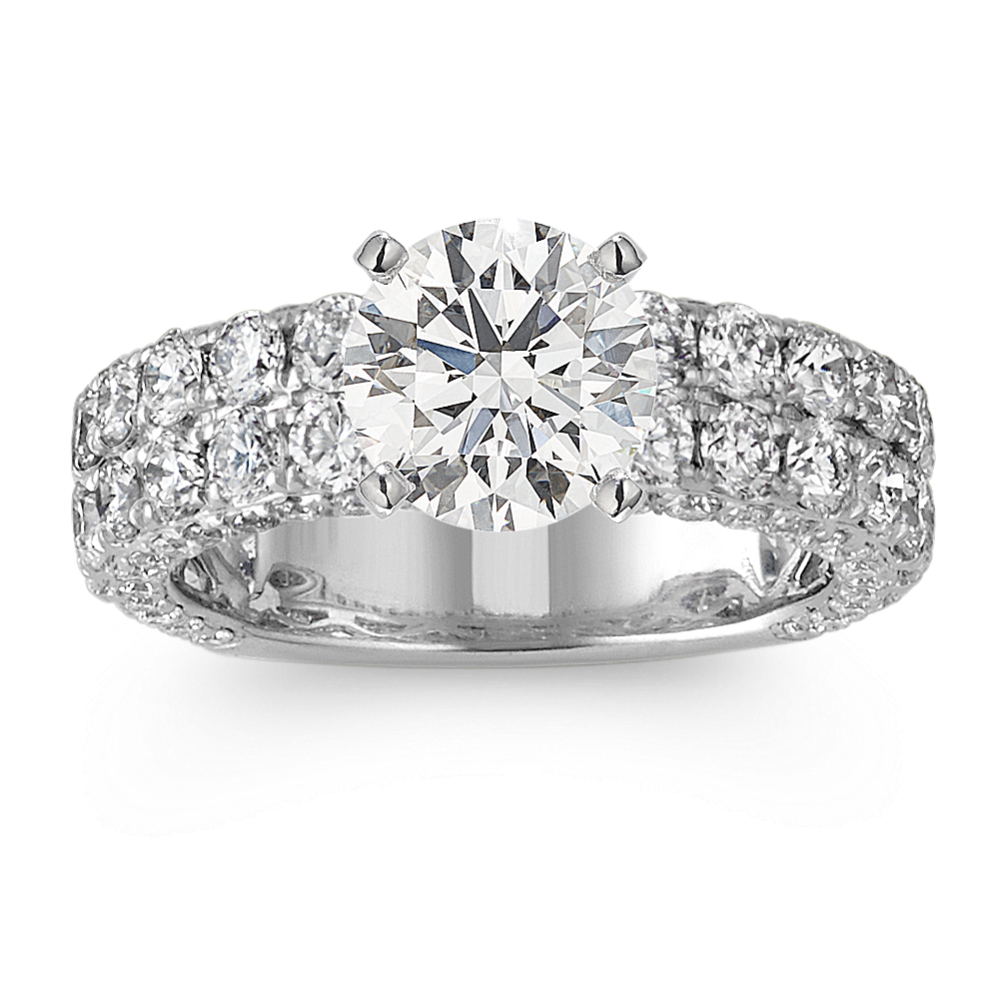 Round Diamond Engagement Ring with Pave Setting