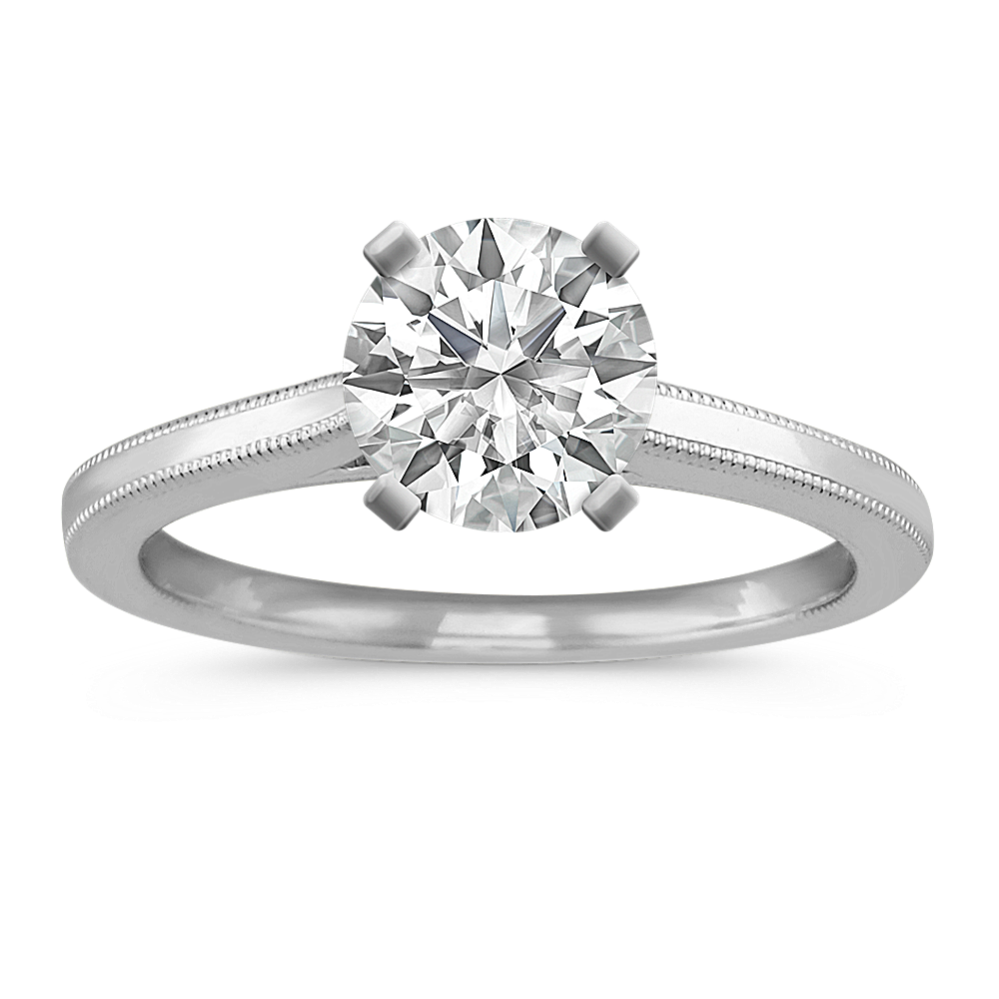 Classic Solitaire Engagement Ring with Milgrain Detailing