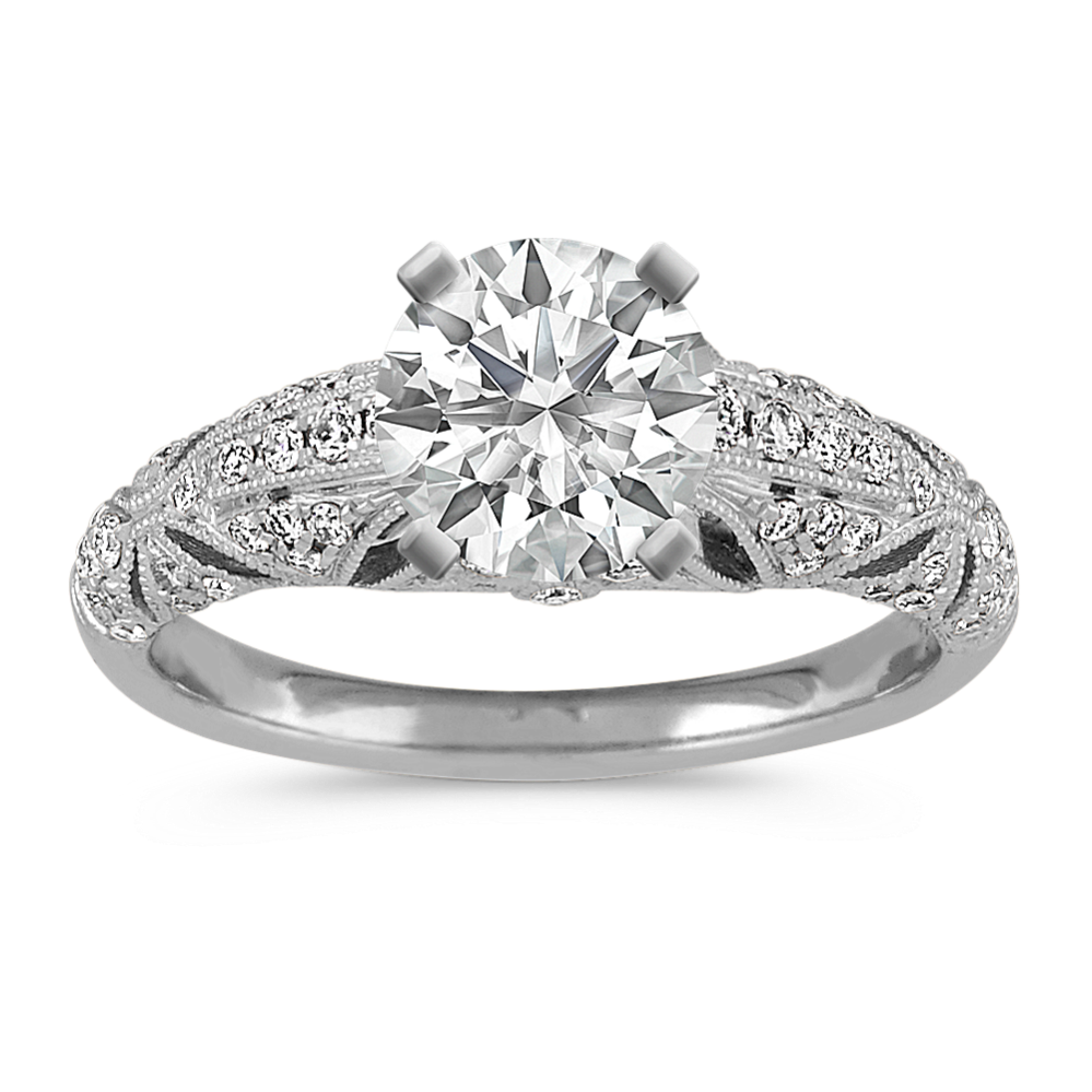 Round Diamond Vintage Engagement Ring in Platinum