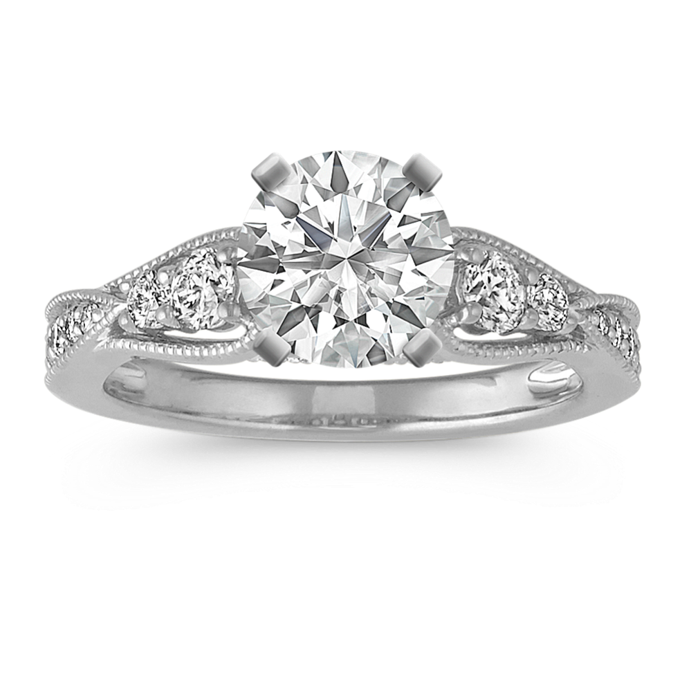 Glory Diamond Engagement Ring with Milgrain Detail in Platinum