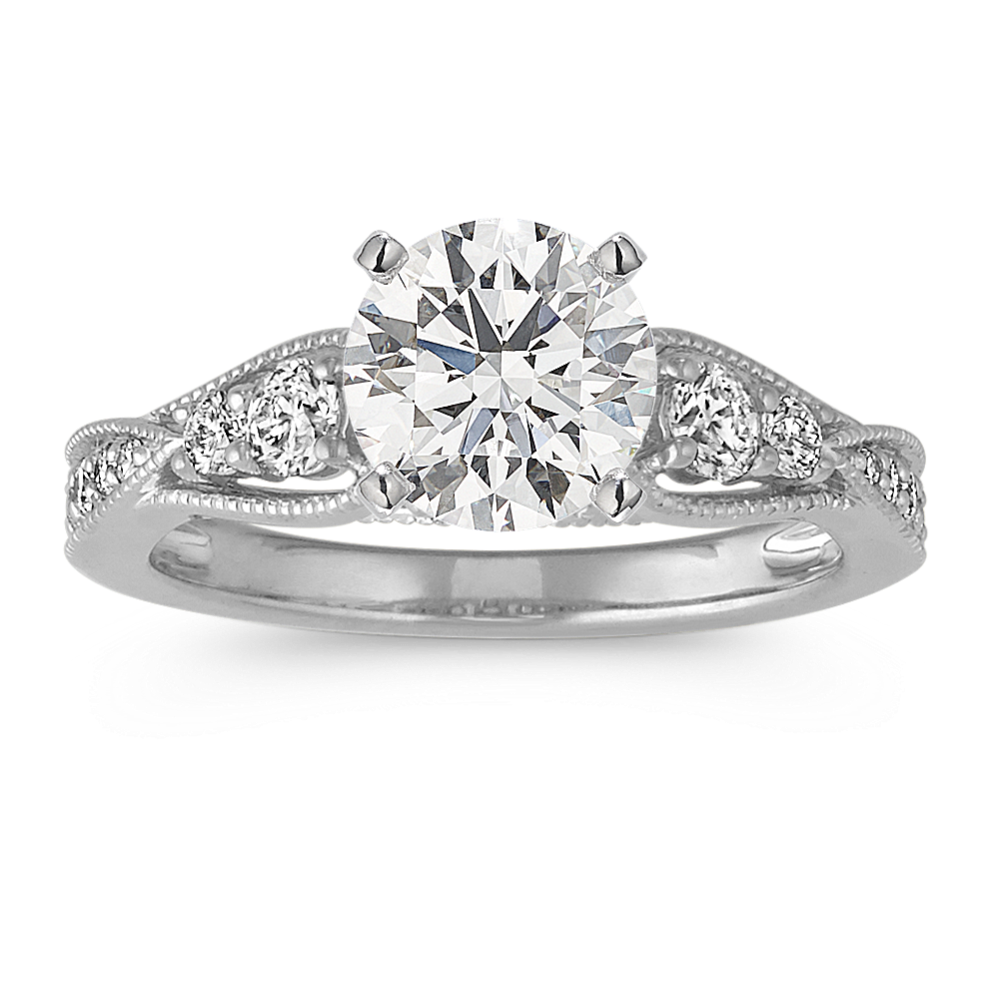 Glory Diamond Engagement Ring with Milgrain Detail in Platinum