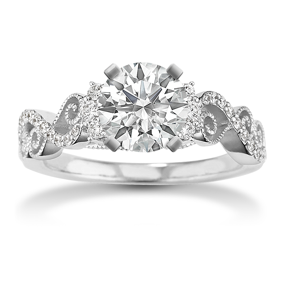 Calligraphy Diamond Swirl Engagement Ring