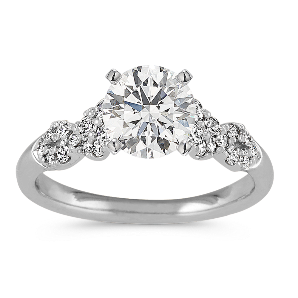 Round Diamond Infinity Engagement Ring in 14k White Gold