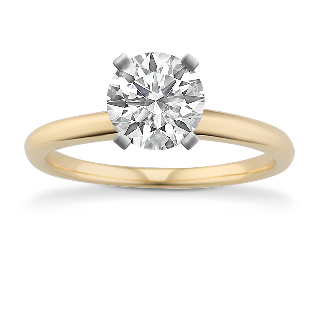 14k Yellow Gold Knife Edge Solitaire Ring