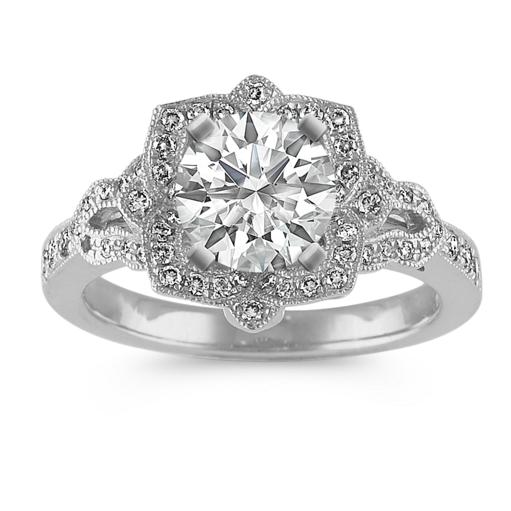 Cherry Blossom Halo Engagement Ring Setting Price