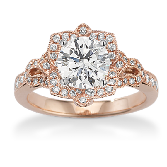 Cherry Blossom Halo Engagement Ring