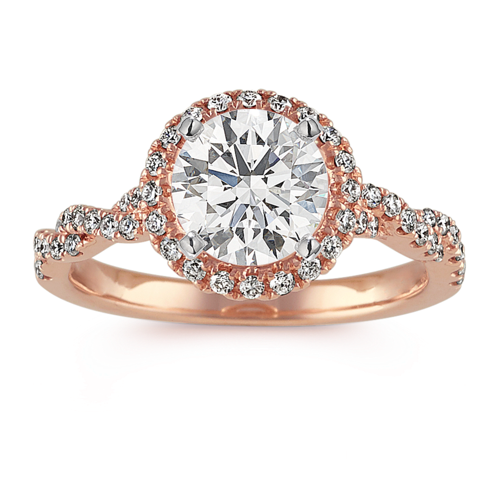 Lace Pave Halo Engagement Ring