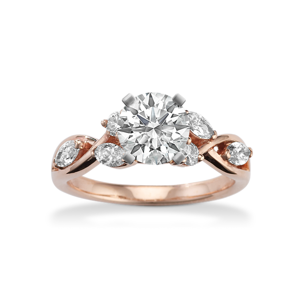 Saskia Natural Diamond Swirl Engagement Ring in 14K Rose Gold