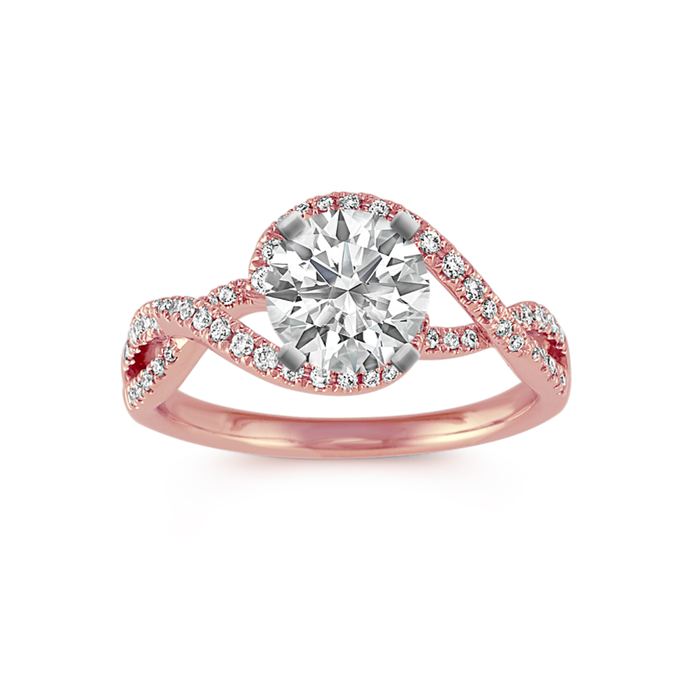 Padua Swirl Natural Diamond Engagement Ring in 14k Rose Gold