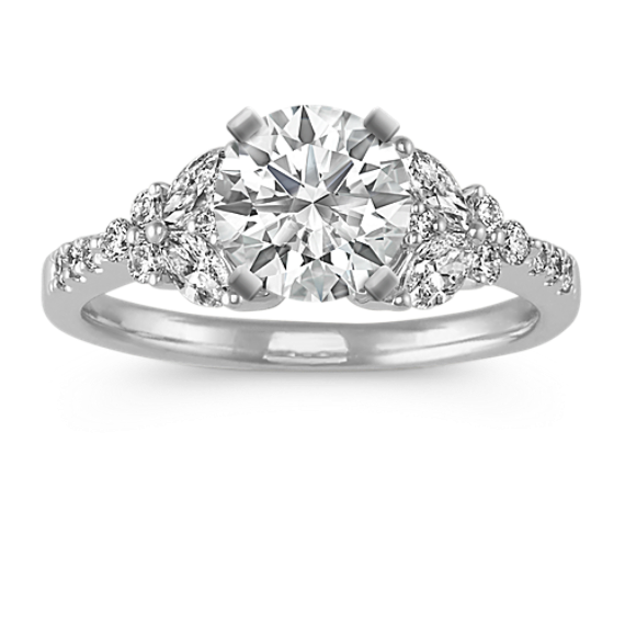 Diamond Foliage 14K White Gold Engagement Ring