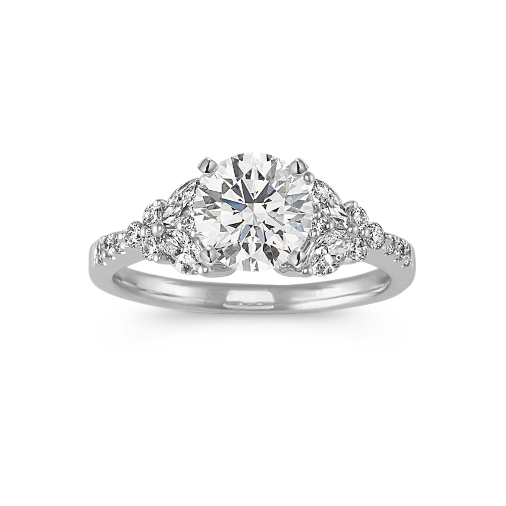 Diamond Foliage 14K White Gold Engagement Ring Shane Co.