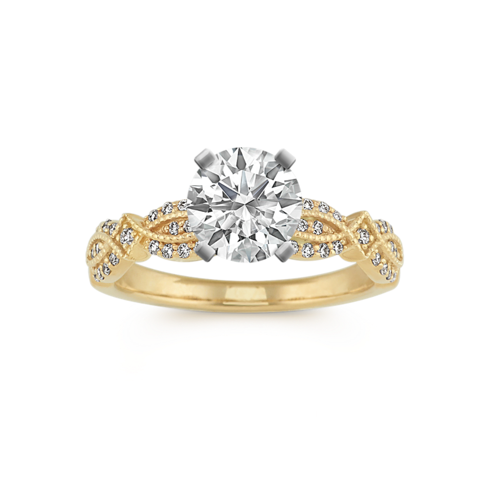 Daydream Milgrain Natural Diamond Engagement Ring in 14K Yellow Gold