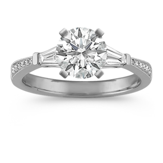 14k White Gold Cathedral Diamond Engagement Ring