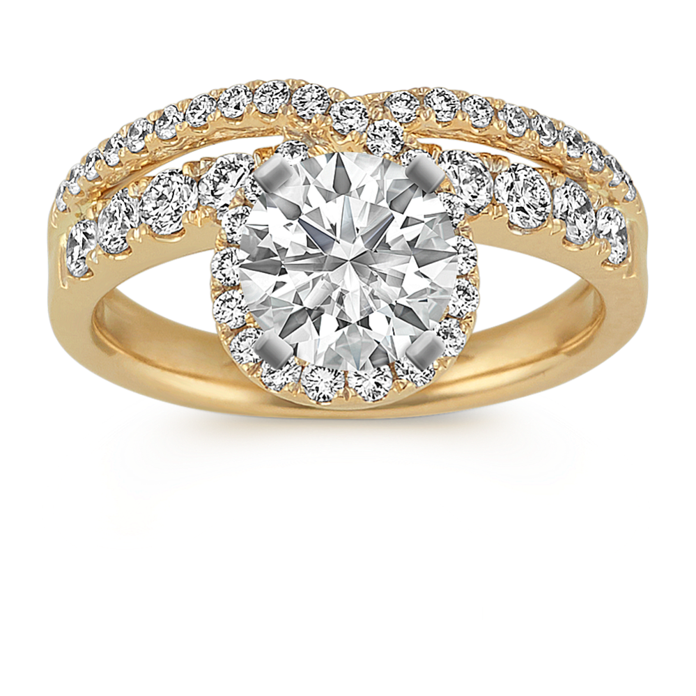 Diamond Swirl Engagement Ring in 14k Yellow Gold