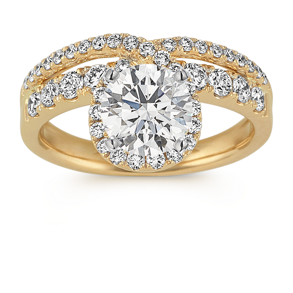 Diamond Swirl Engagement Ring in 14k Yellow Gold