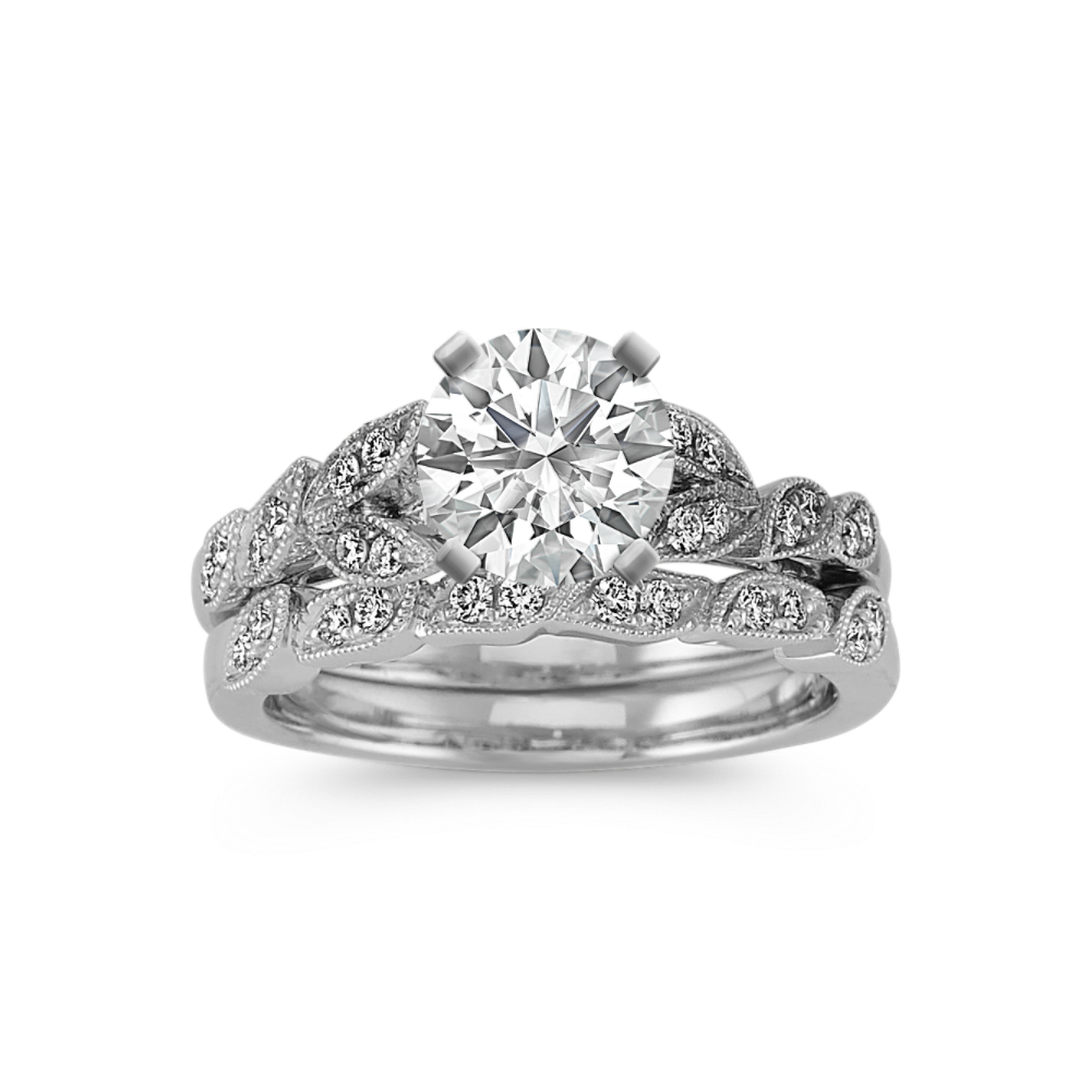 Vintage Natural Diamond Wedding Set in Platinum