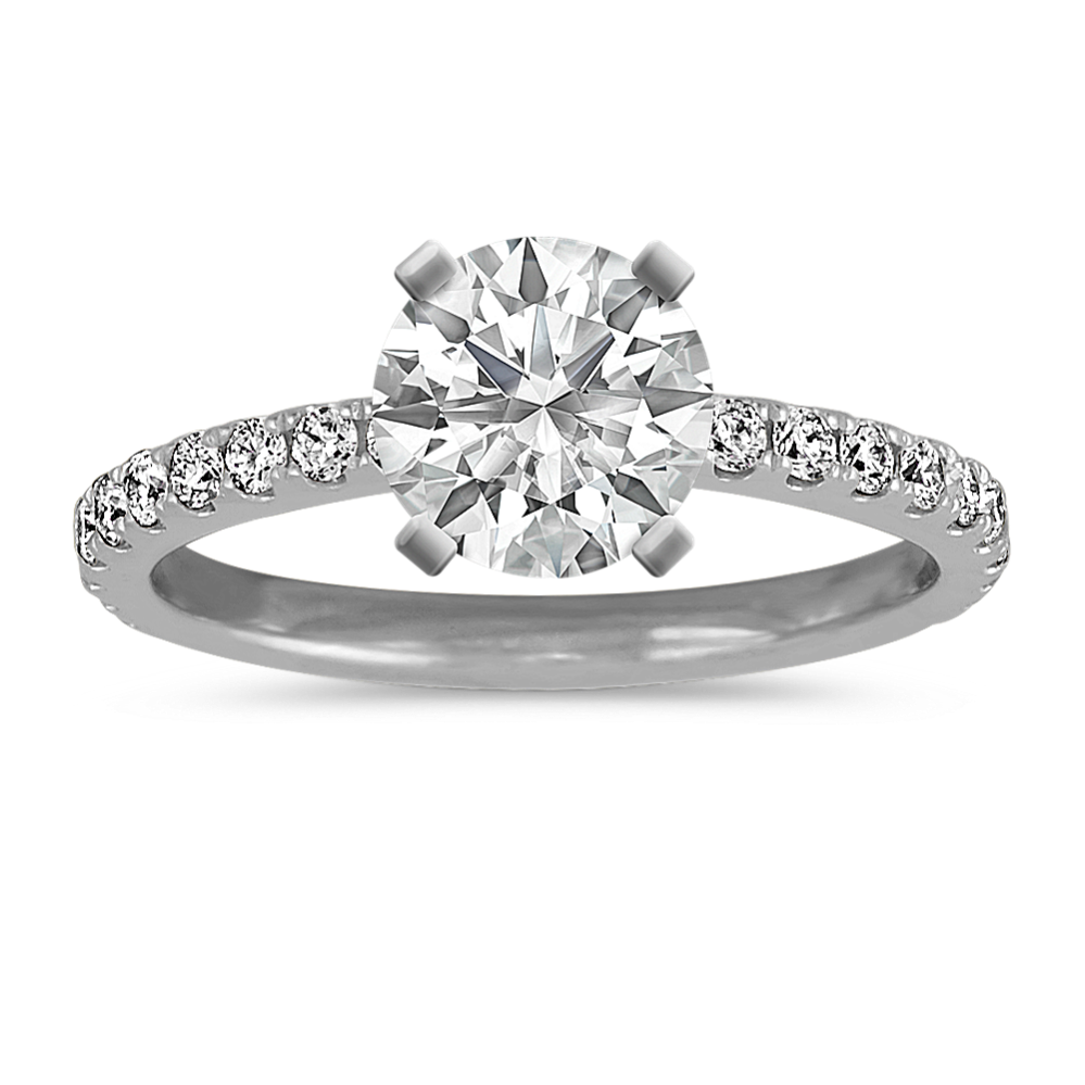 Pave-Set Round Diamond Engagement Ring