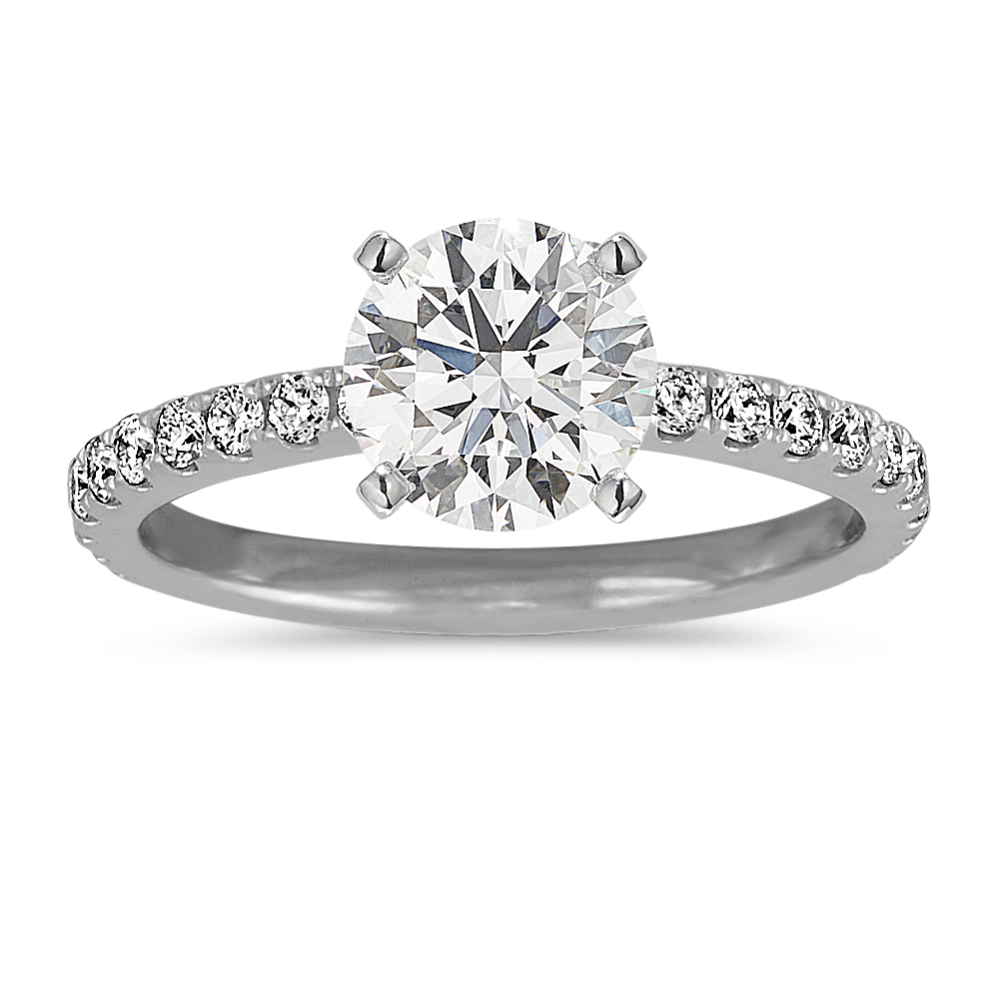 Pave-Set Round Diamond Engagement Ring