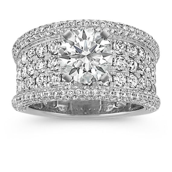 Pave-Set Round Diamond Engagement Ring