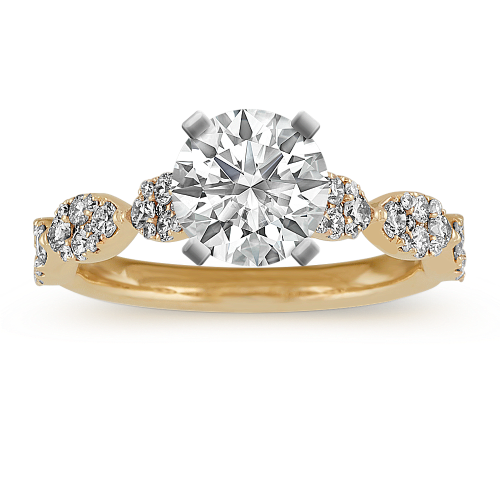 Cathedral Round Diamond Engagement Ring