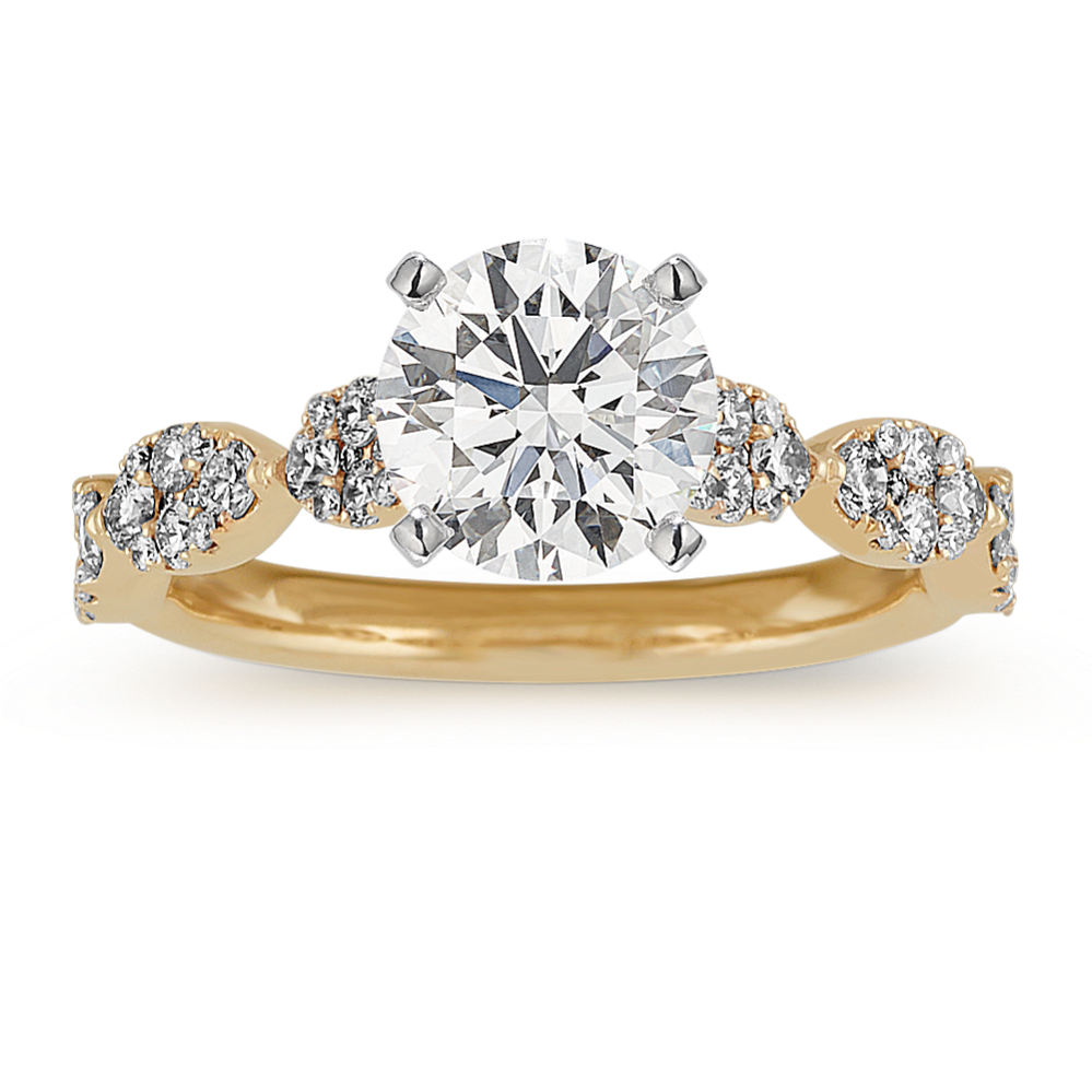 Cathedral Round Diamond Engagement Ring