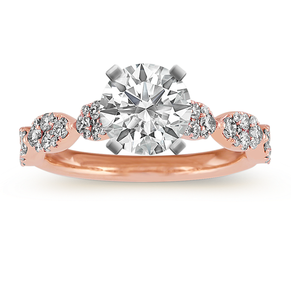 Cathedral Diamond Engagement Ring in 14k Rose Gold