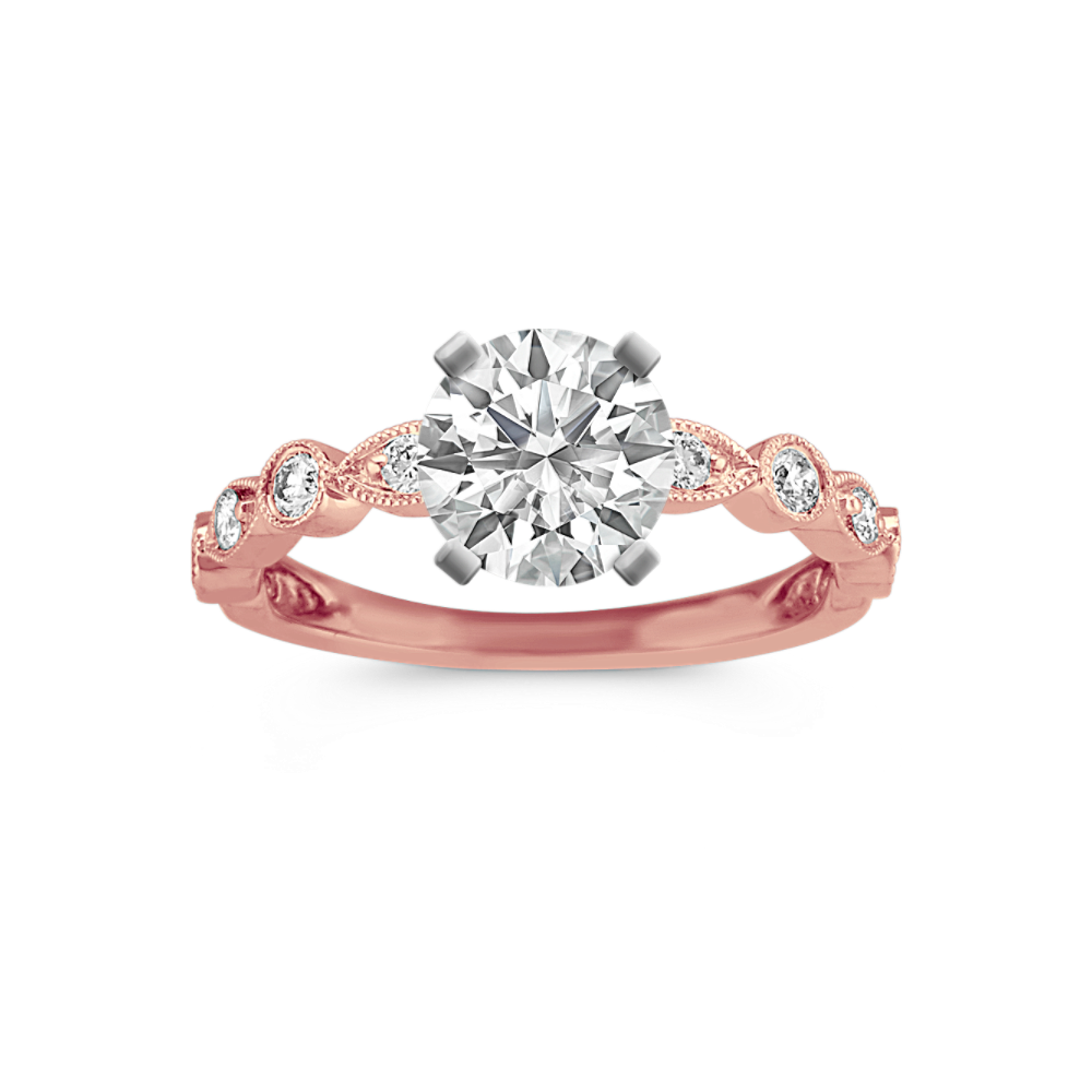 Round Natural Diamond Vintage Engagement Ring in 14k Rose Gold Shane Co.