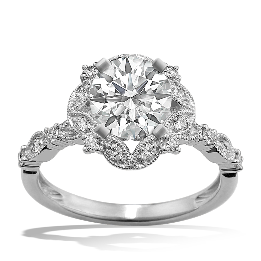 0.9 ct. Natural Diamond Engagement Ring in White Gold