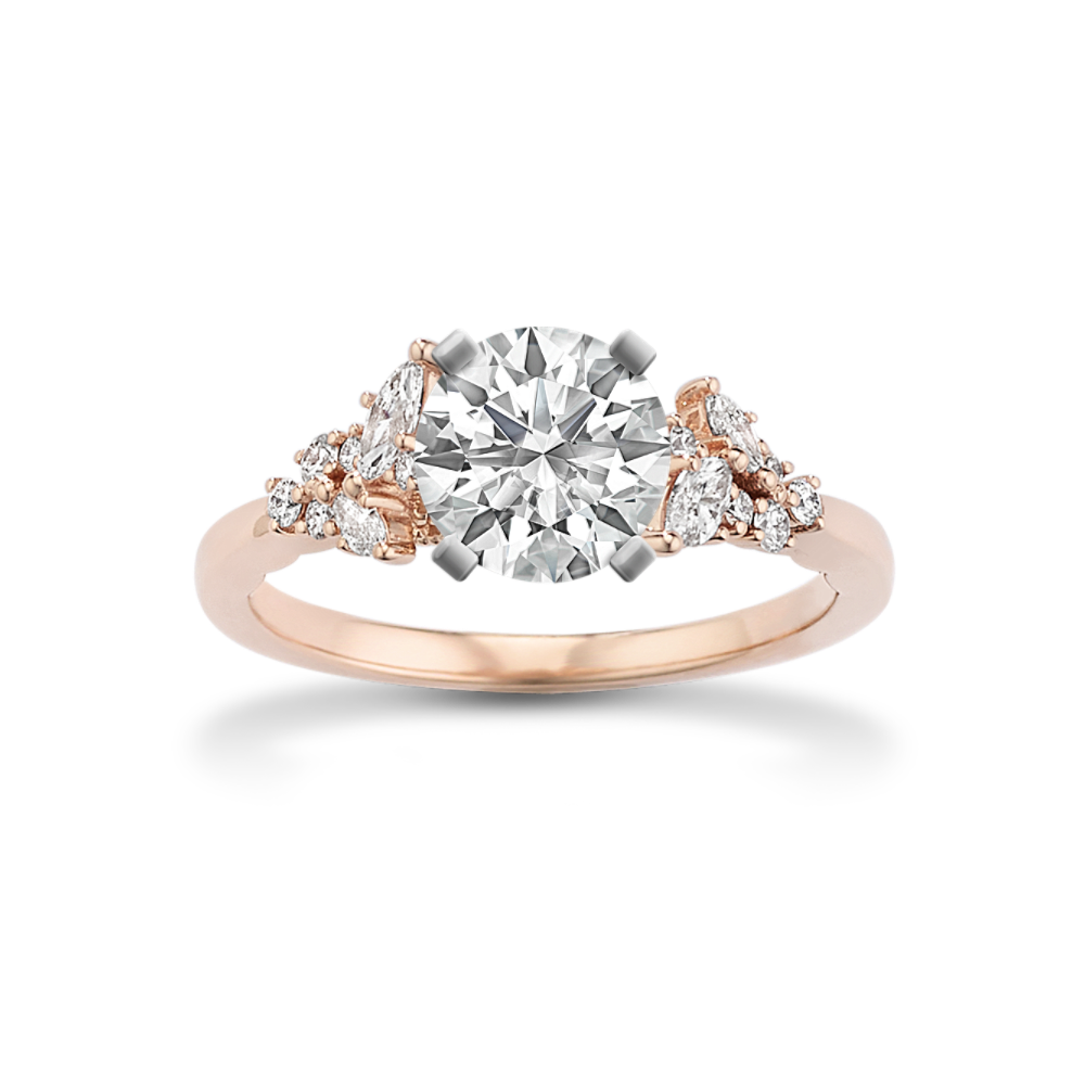 Meadow Vintage Marquise and Round Natural Diamond Engagement Ring
