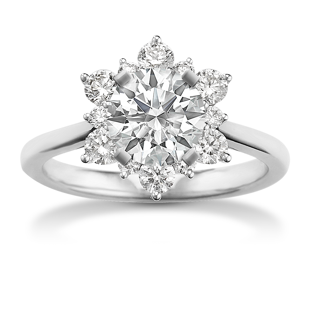 Star Diamond Halo Engagement Ring