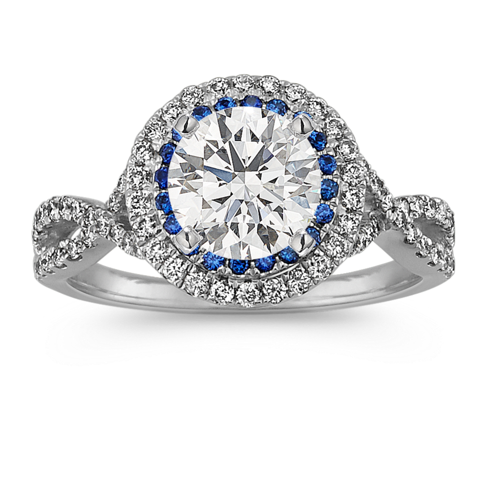 Traditional Sapphire and Diamond Halo Infinity Engagement Ring
