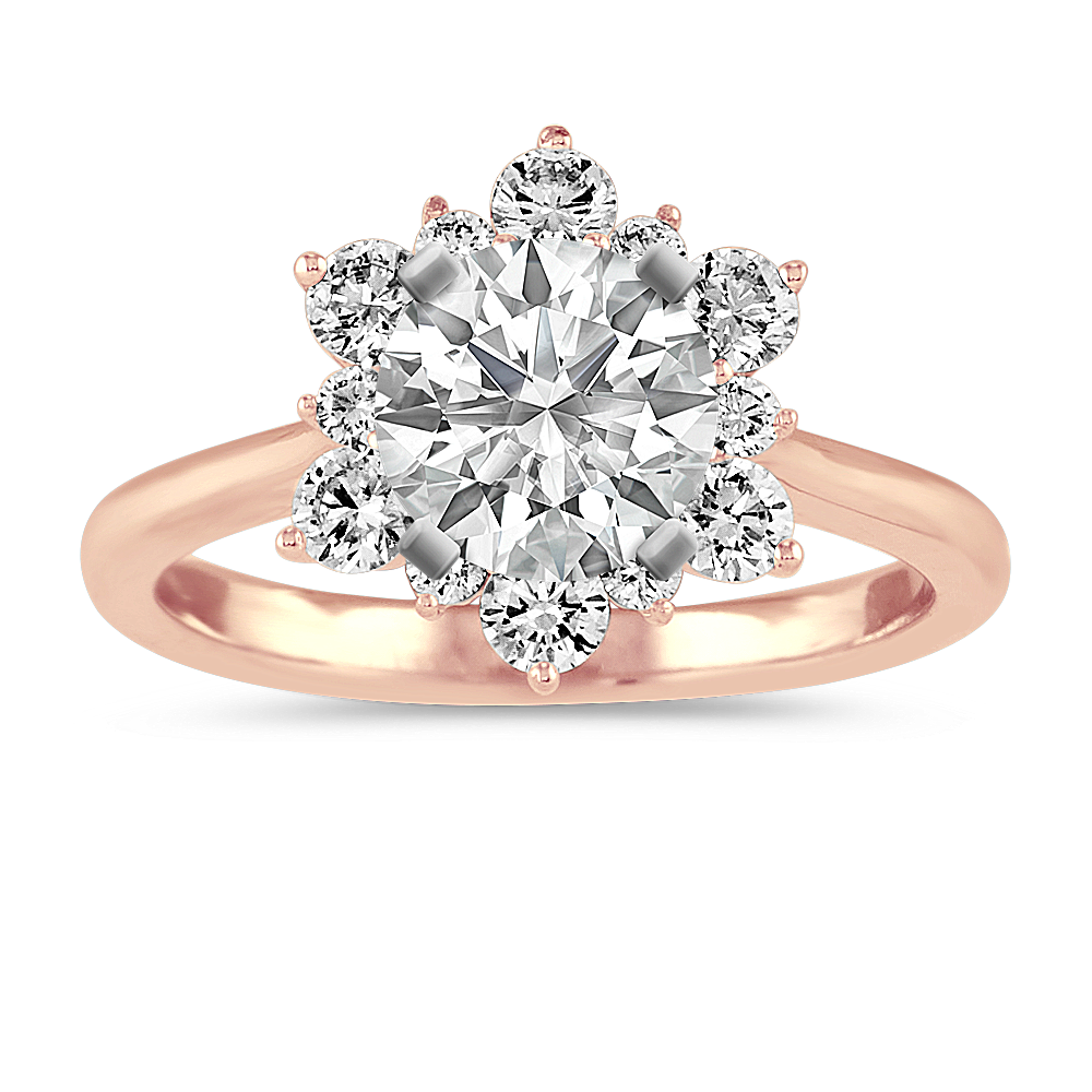 Star Halo Diamond Engagement Ring