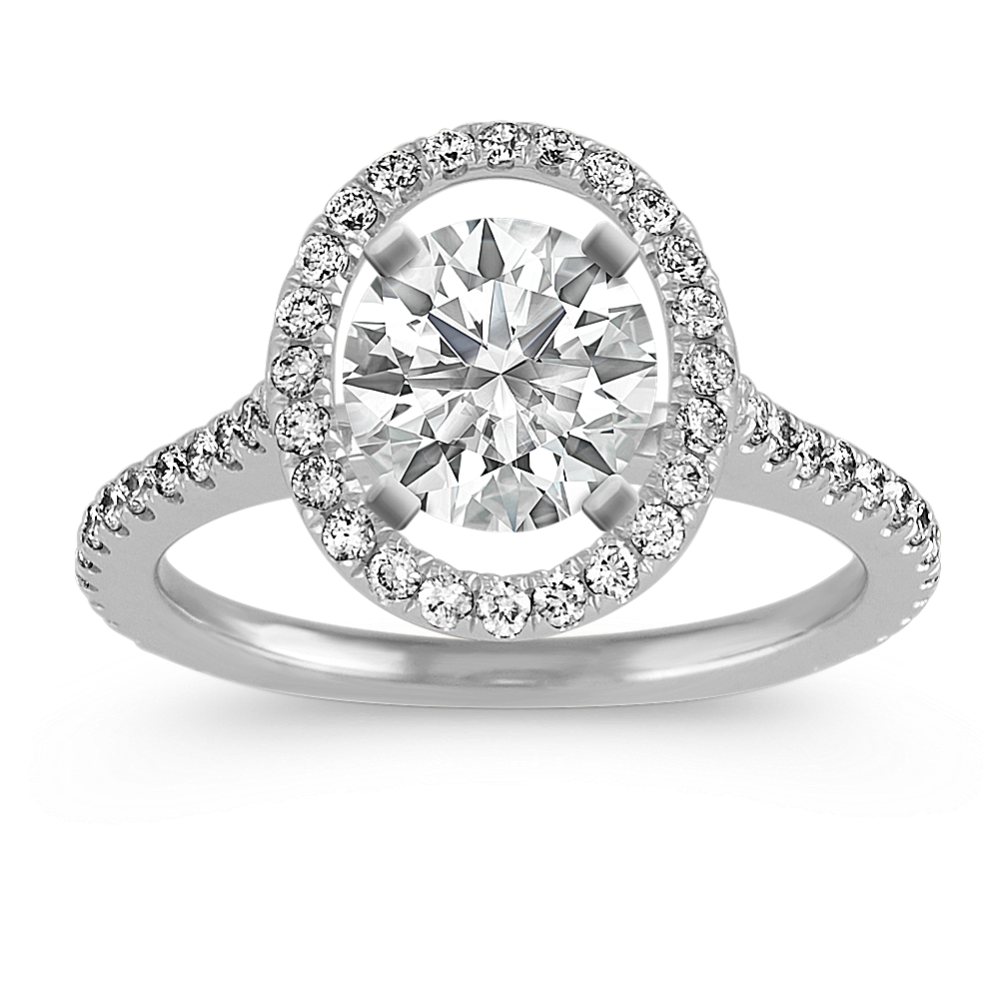 Slim Halo Engagement Ring for 2.50 ct Oval