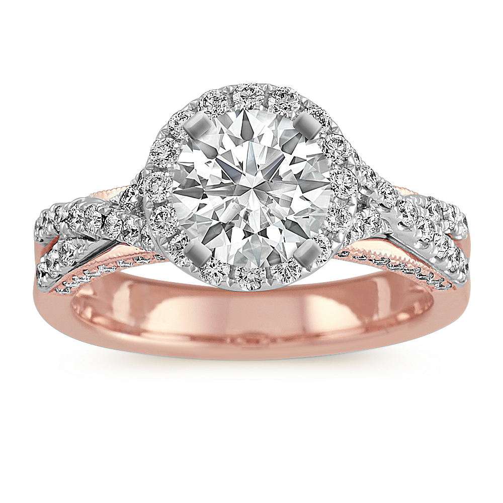 Vintage Diamond Halo Engagement Ring