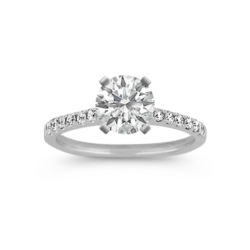 Cathedral Natural Diamond Engagement Ring in Platinum