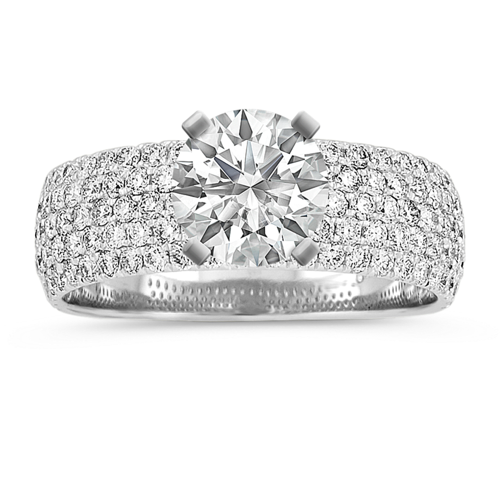 Opera Classic Pave-Set Diamond Engagement Ring