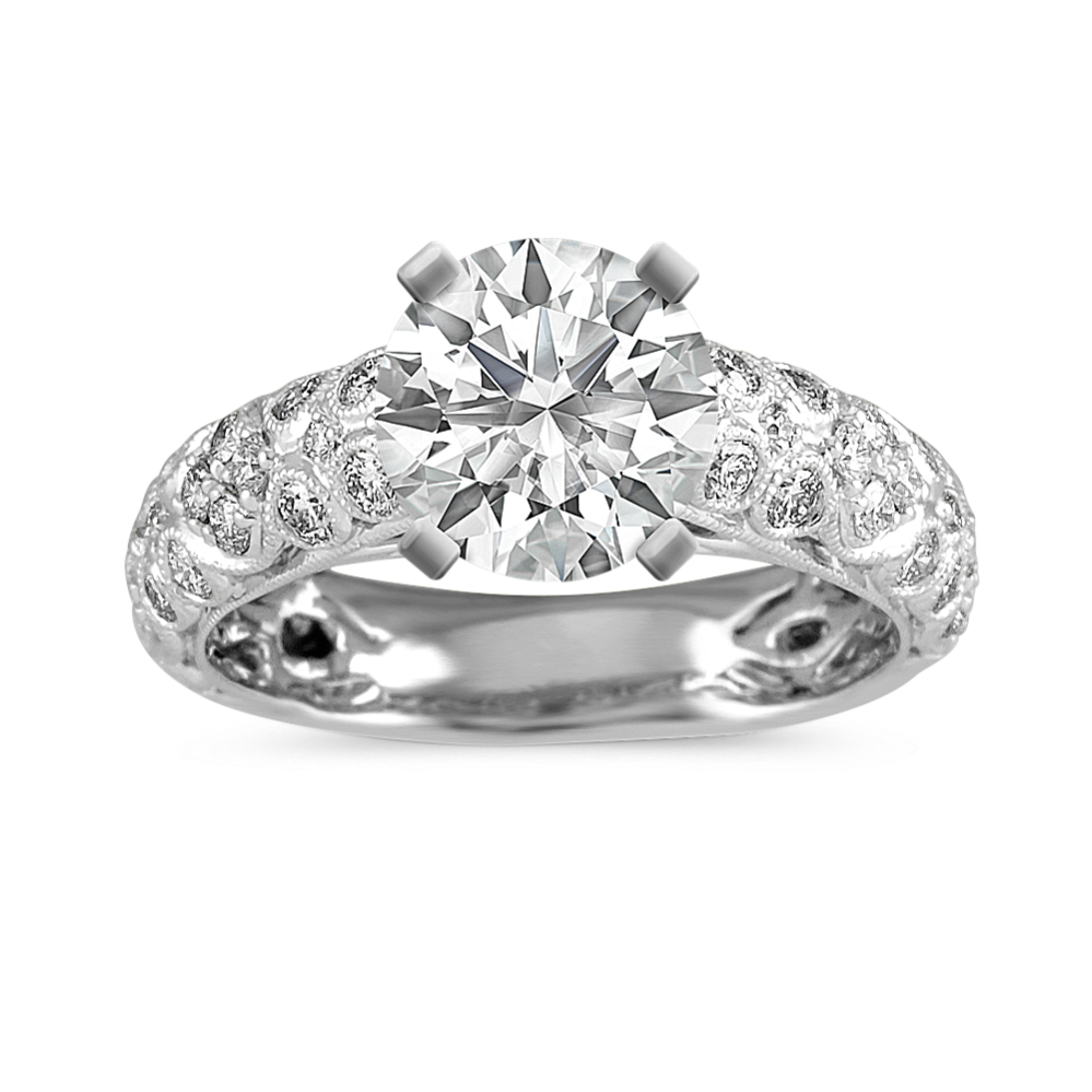 Dazzle Vintage Diamond Engagement Ring in 14k White Gold