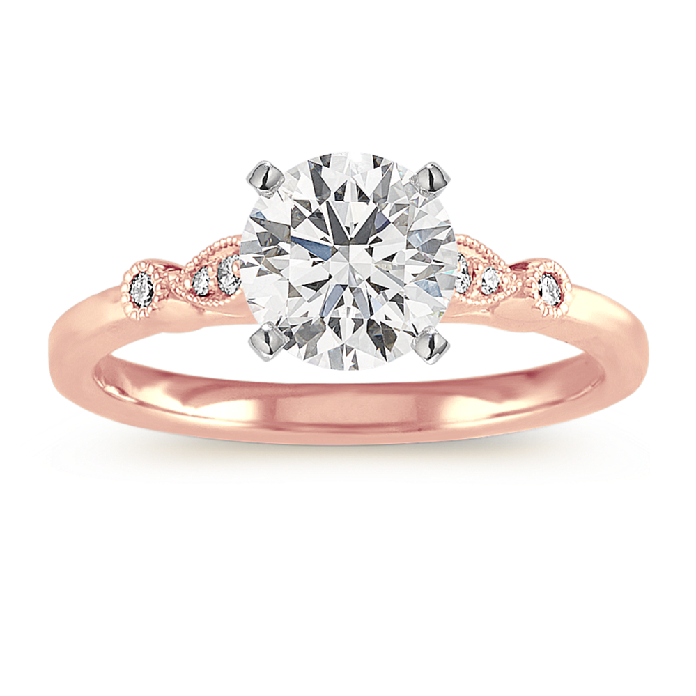 Vintage Cathedral Engagement Ring in 14k Rose Gold
